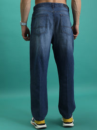HIGHLANDER Men Loose Baggy Fit Clean Look Light Fade Cotton Jeans