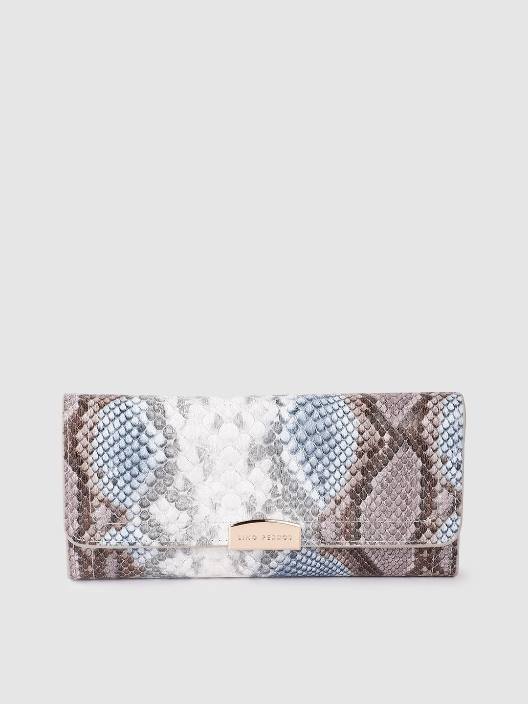 Lino Perros Women Snake Skin Textured Three Fold Wallet