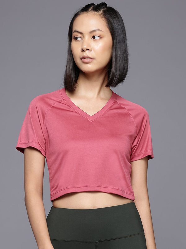 HRX by Hrithik Roshan Raglan Sleeves Rapid-Dry Training Crop T-shirt