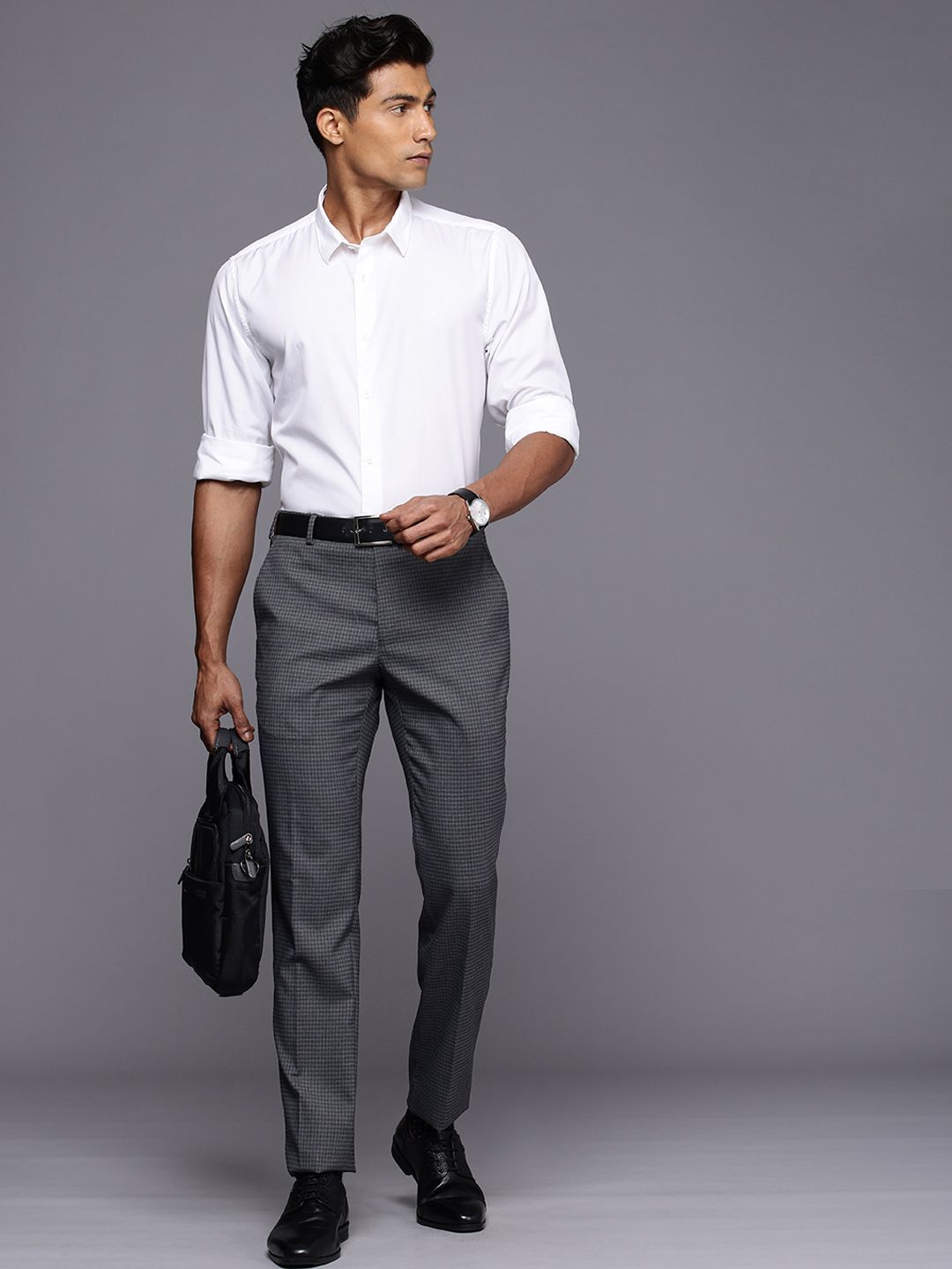 Raymond Men Checked Slim Fit Trousers