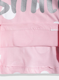 Happy Faces Girls Polka Dots & Typography Printed Pure Cotton T-shirt