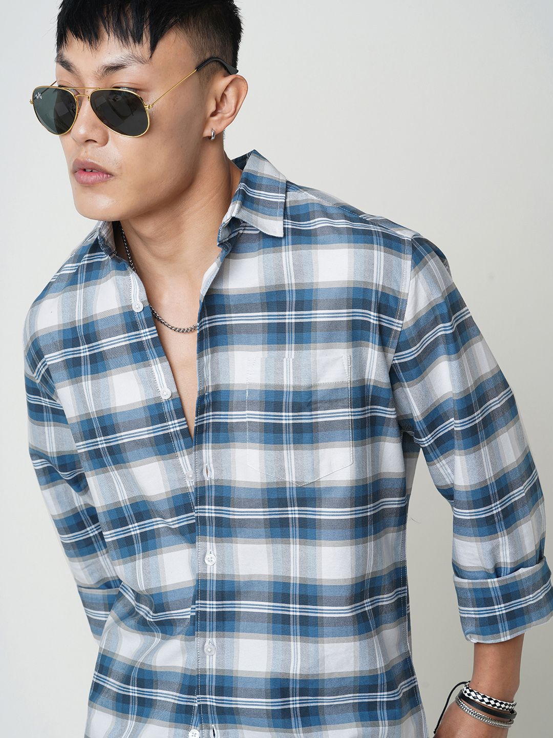 VASTRADO Men Classic Slim Fit Opaque Checked Casual Shirt
