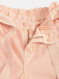 YK Girls Peach-Coloured Pure Cotton High-Rise Denim Culottes
