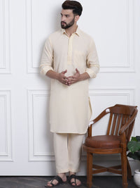 SOJANYA Shirt Collar Curved Hem Pathani Kurta with Salwar