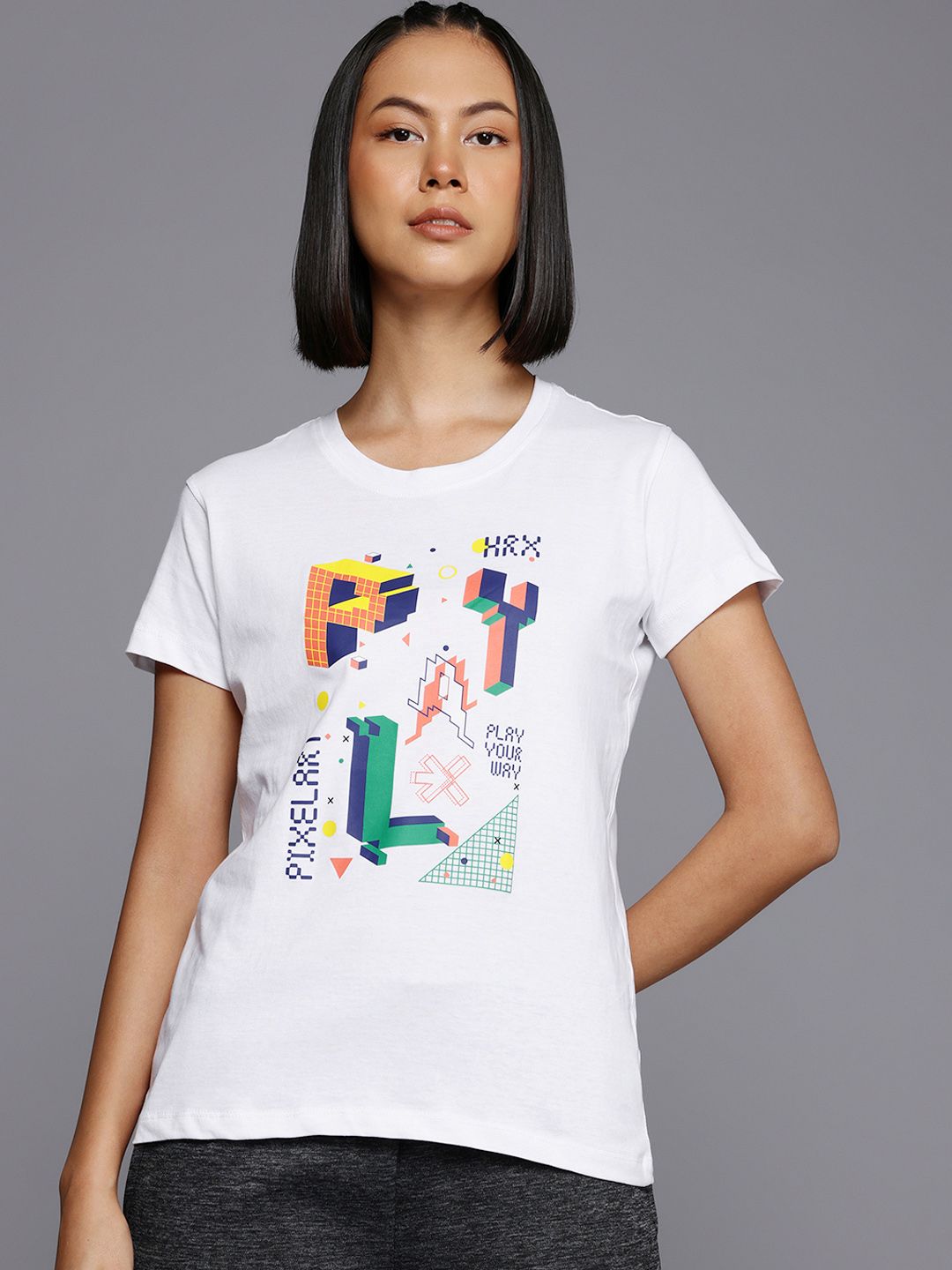 HRX by Hrithik Roshan Women Printed Pure Cotton T-shirt