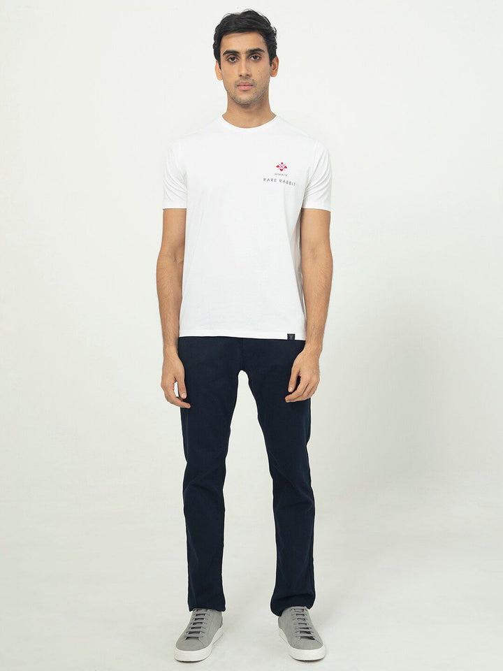 RARE RABBIT Men Castel Round Neck Slim Fit Cotton T-Shirt
