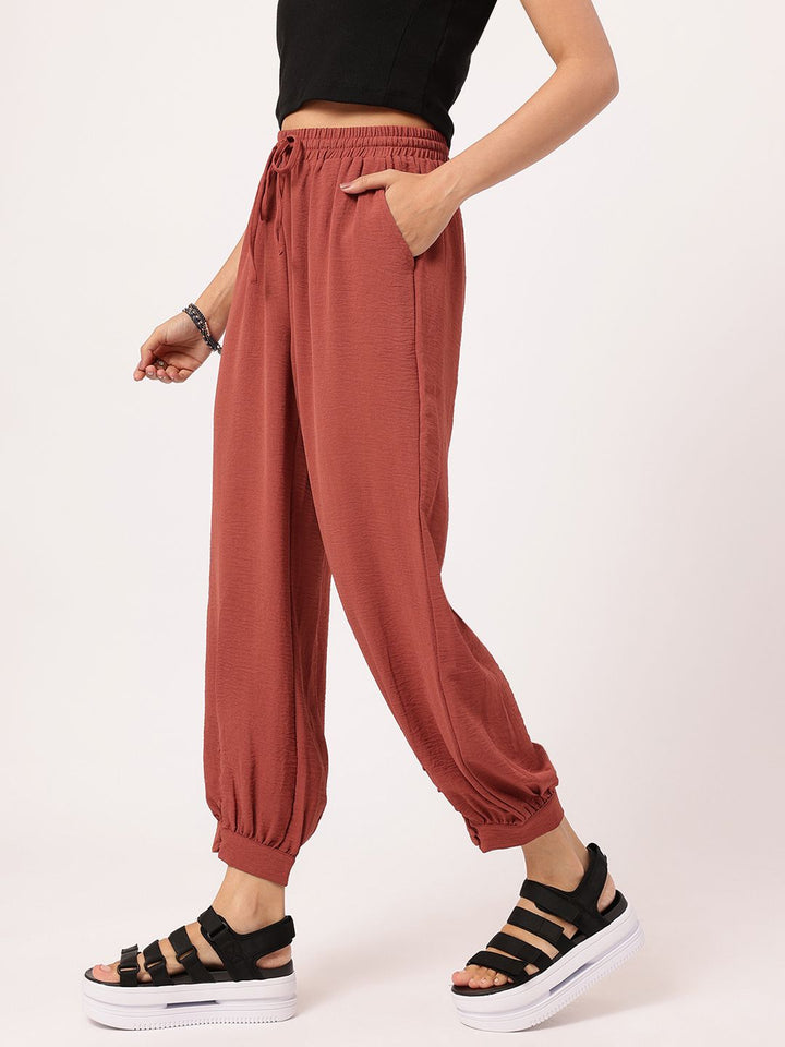 DressBerry Women Bohemian Bliss Crinkled Buttoned-Cuffs Trousers