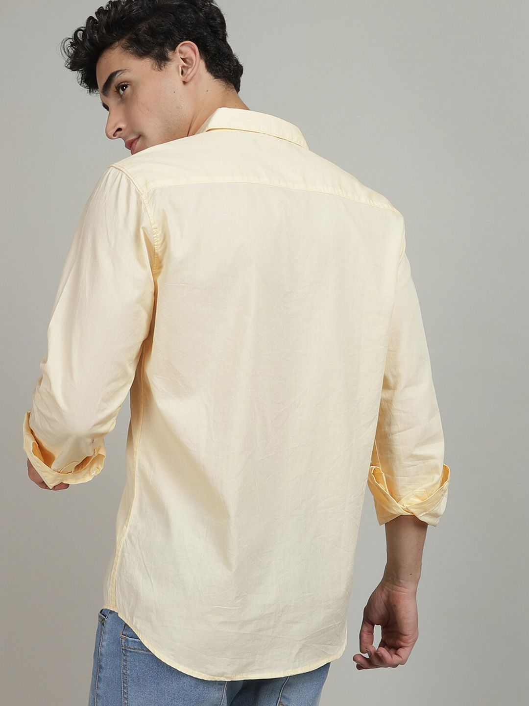 The Indian Garage Co Men Yellow Comfort Regular Fit Cotton Casual Shirt