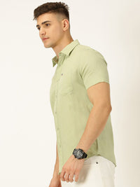 Thomas Scott Classic Cotton Linen Slim Fit Short Sleeves Casual Shirt