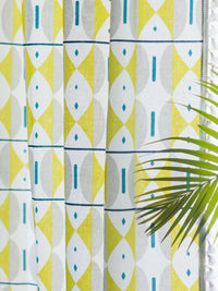 URBAN SPACE White & Lime Green Geometric Cotton Window Curtain