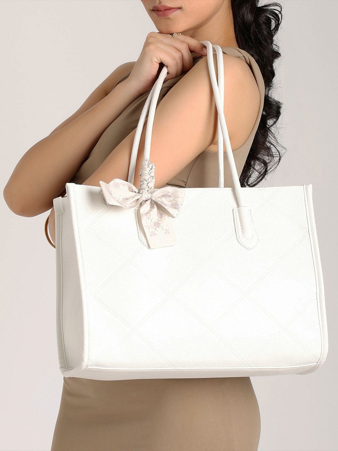 Lino Perros Textured Structured Shoulder Bag With Pouch