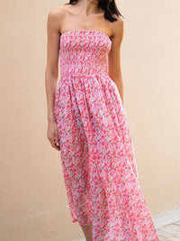 Sanskrutihomes Pakaian Midi Bandi Midi Strapless Bercetak Floral
