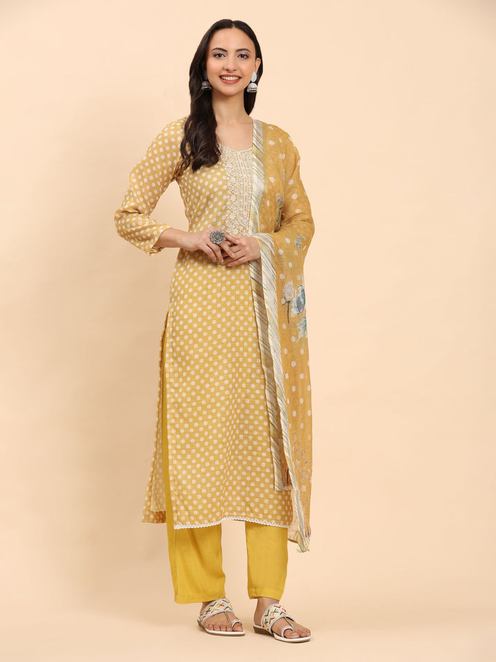 Mamicha Women Floral Printed Regular Pure Cotton Kurta with Palazzos & With Dupatta