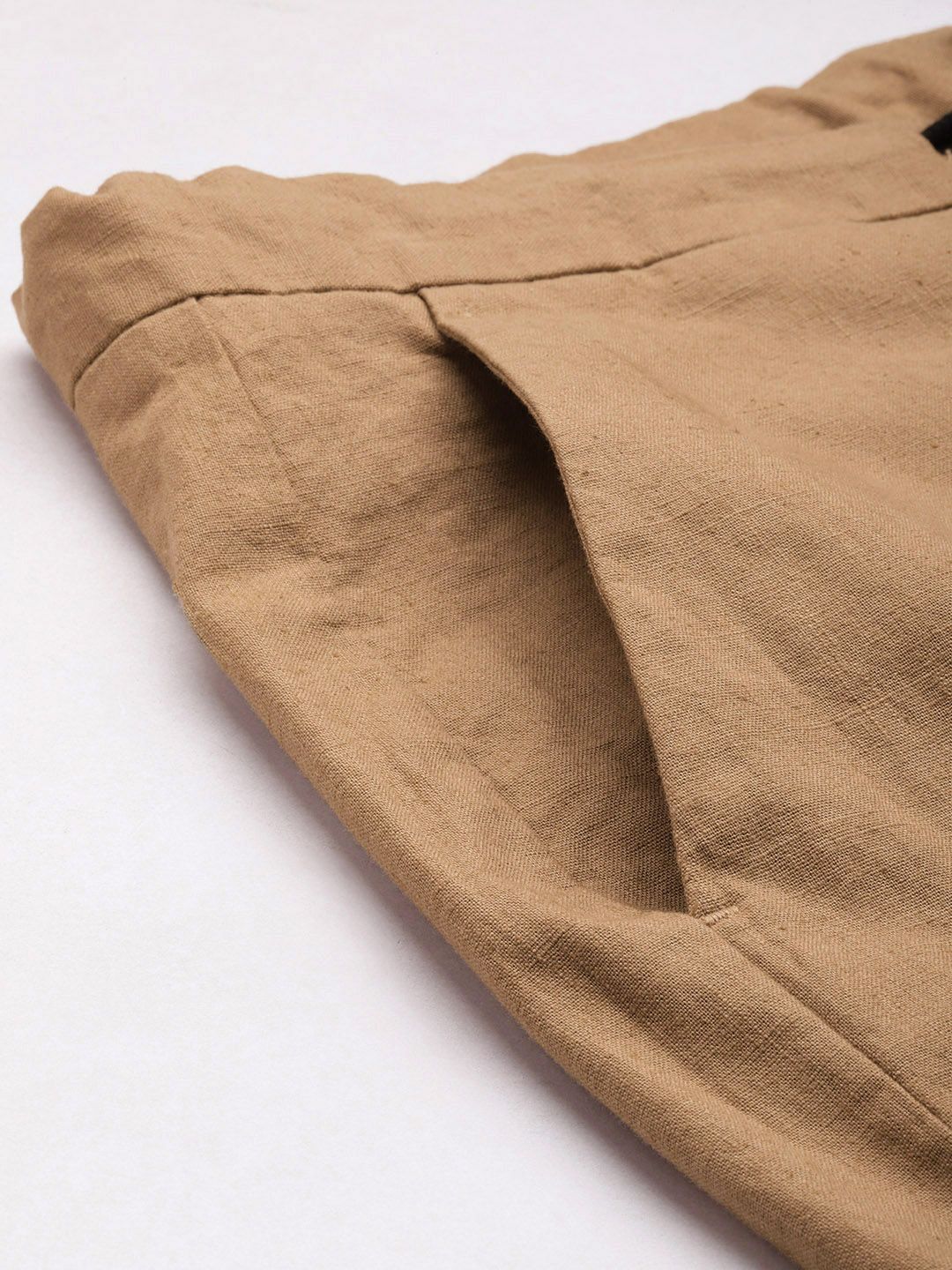 Mr Bowerbird Men Brown Solid Mid Rise Cotton Linen Regular Trousers