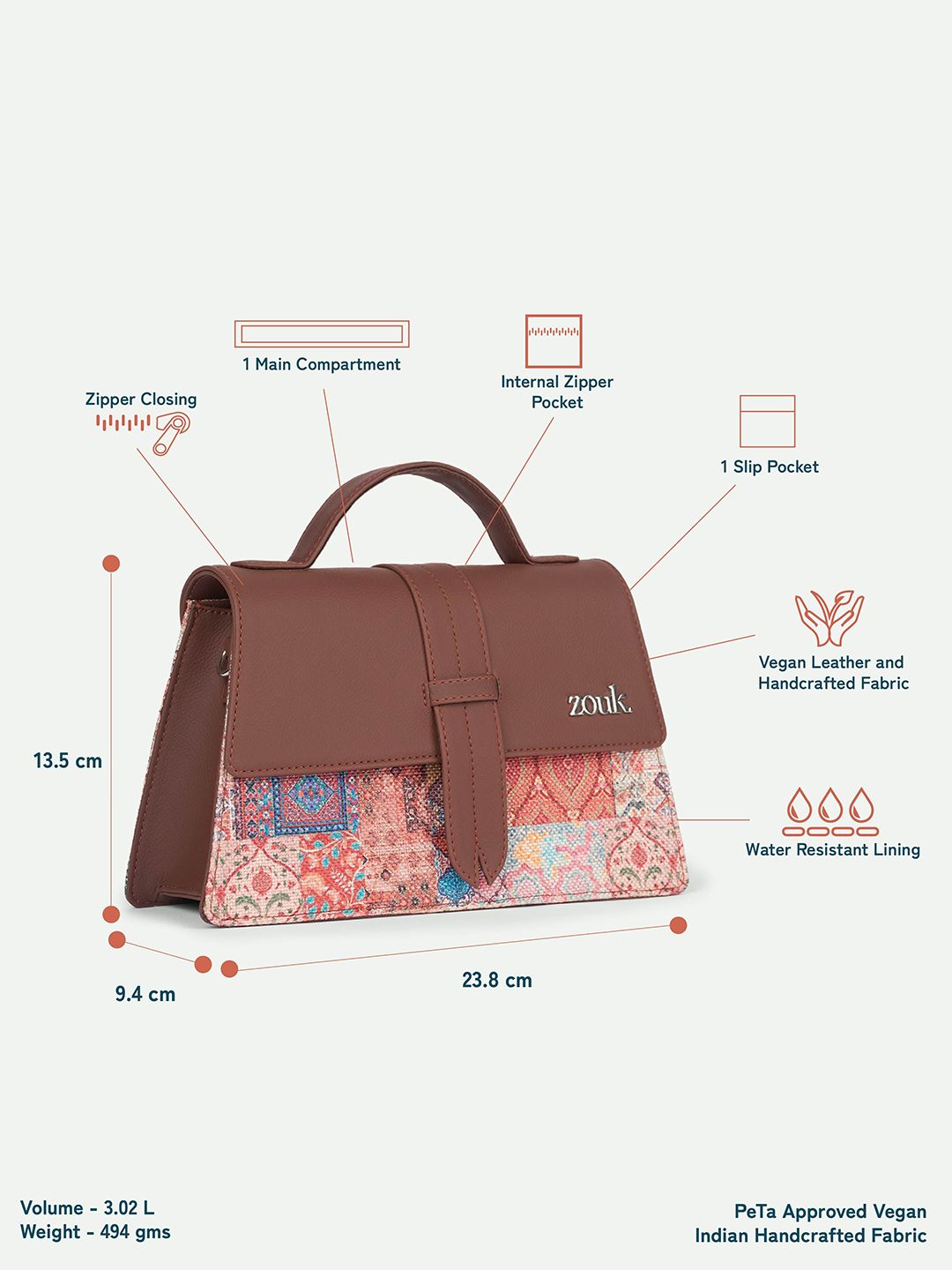 ZOUK Kriti Sanon - Kutch Gamthi Iconic Evening Printed Satchel