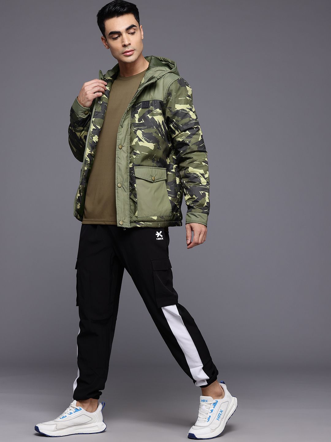 HRX by Hrithik Roshan Lifestyle Camouflage Print Hooded Jacket