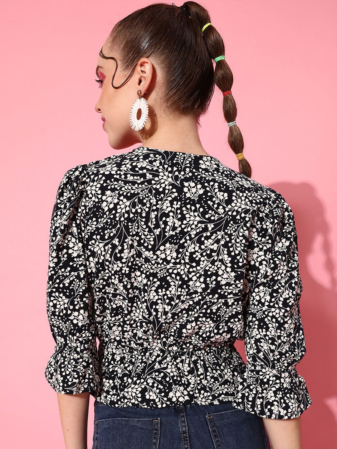 STREET 9 Navy Blue Floral Top