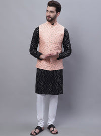 SOJANYA Embroidered Sequined Pure Cotton Kurta With Churidar With Nehru Jacket