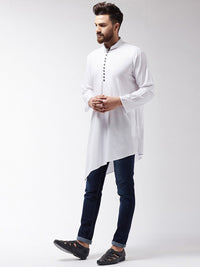 SOJANYA Lelaki White Solid Asymmetric Kurta