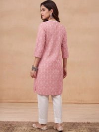 Rumah Wanita Chikankari Motif Etnik Cetakan Indie Cetakan Kurta