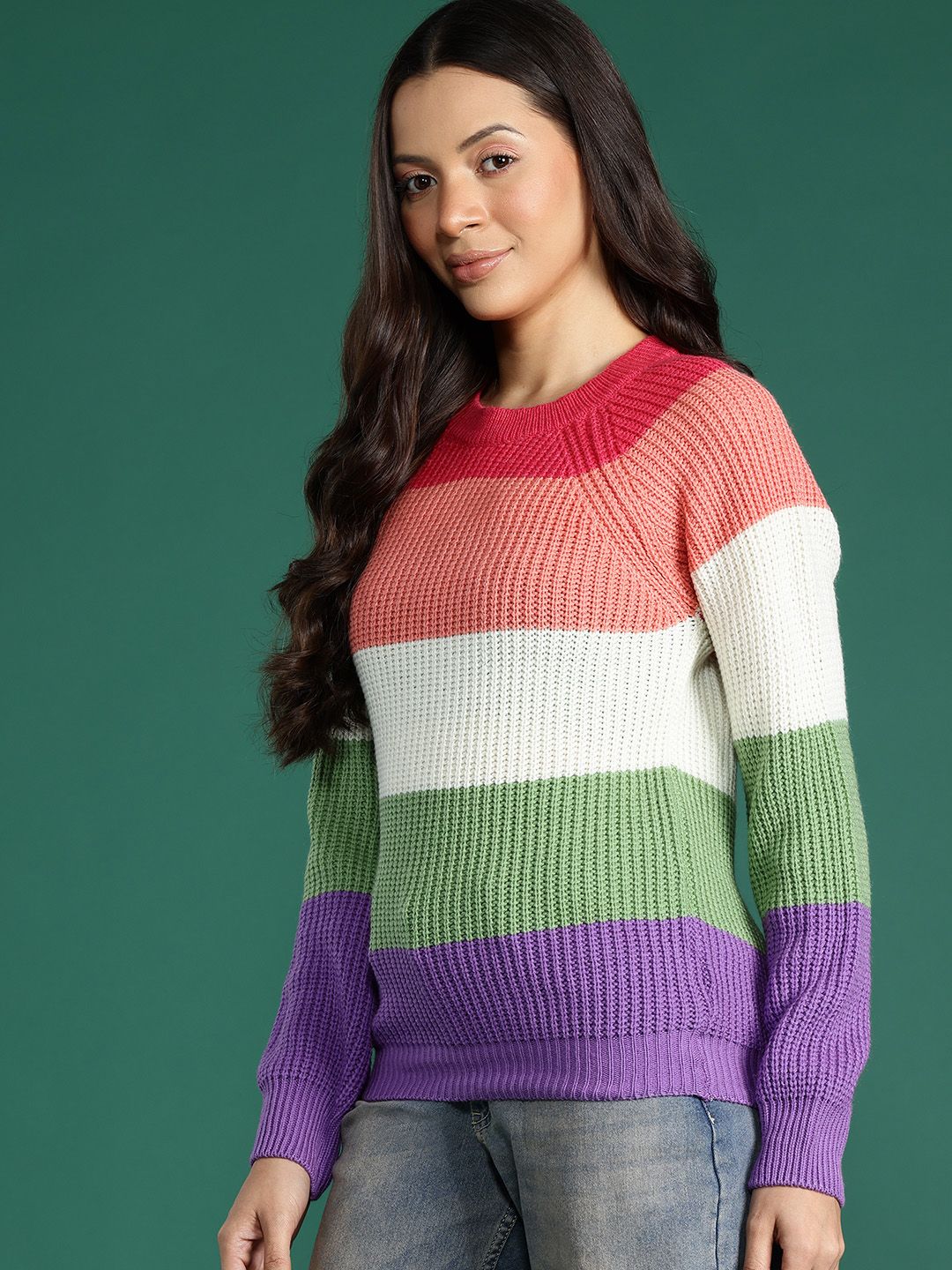 DressBerry Colourblocked Round Neck Pullover