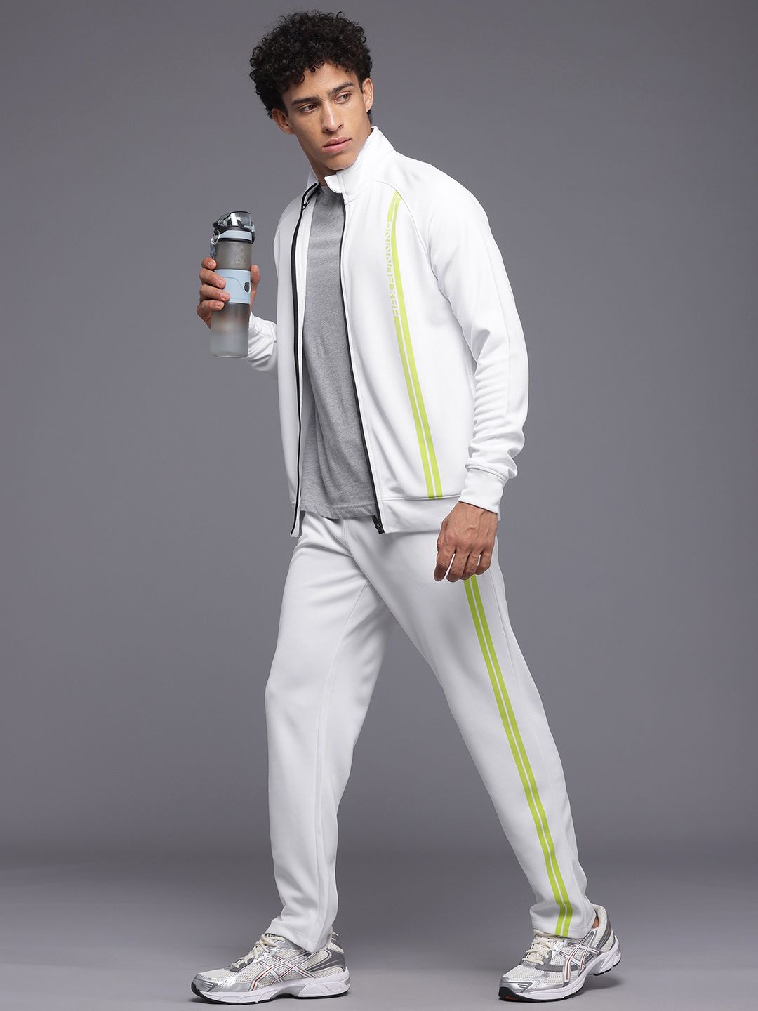HRX by Hrithik Roshan Striped Detail Rapid-Dry Running Zip-Up Tracksuit