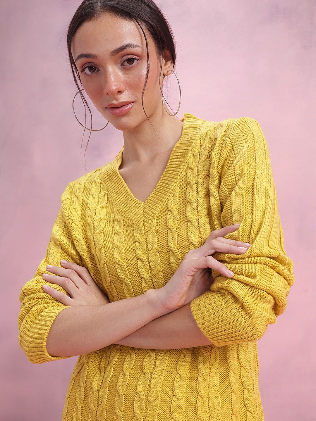 DressBerry Acrylic V-Neck Sweater Dress