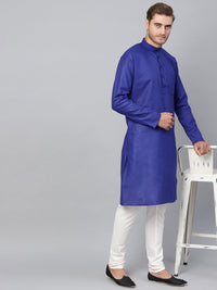SOJANYA Men Blue Solid Straight Kurta