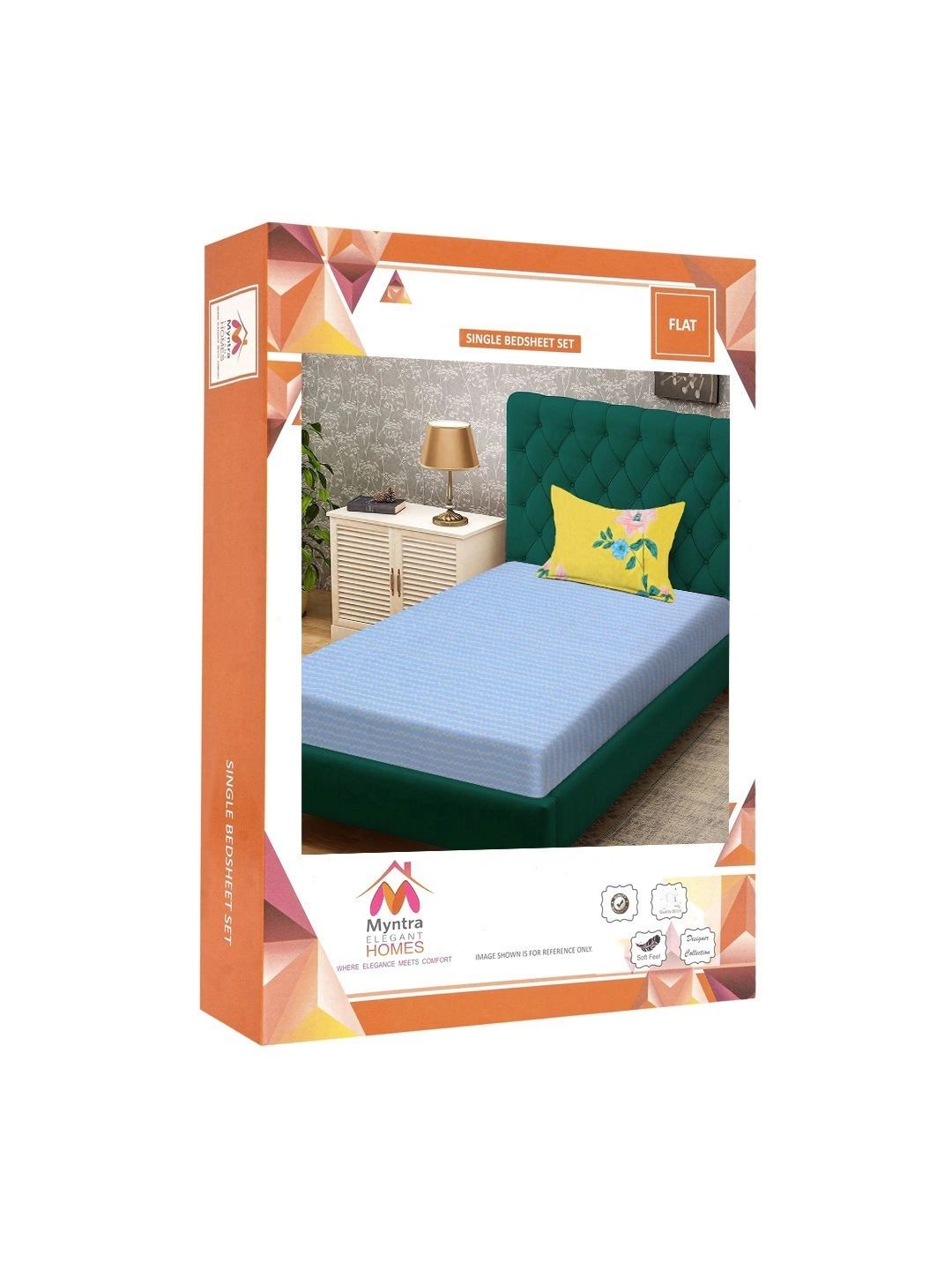 Myntra Elegant Homes Blue 300 TC Single Bedsheet with 1 Pillow Covers