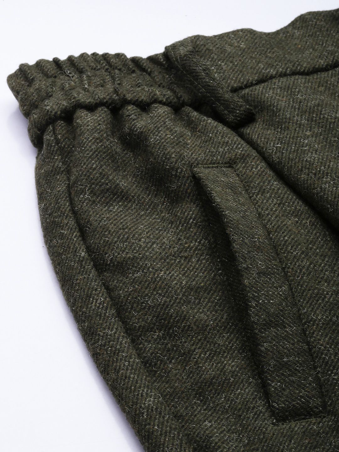 Mr Bowerbird Men Solid Tweed Pleated Cargos Trousers