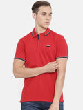Being Human Clothing Men Red Solid Polo Collar Pure Cotton T-shirt