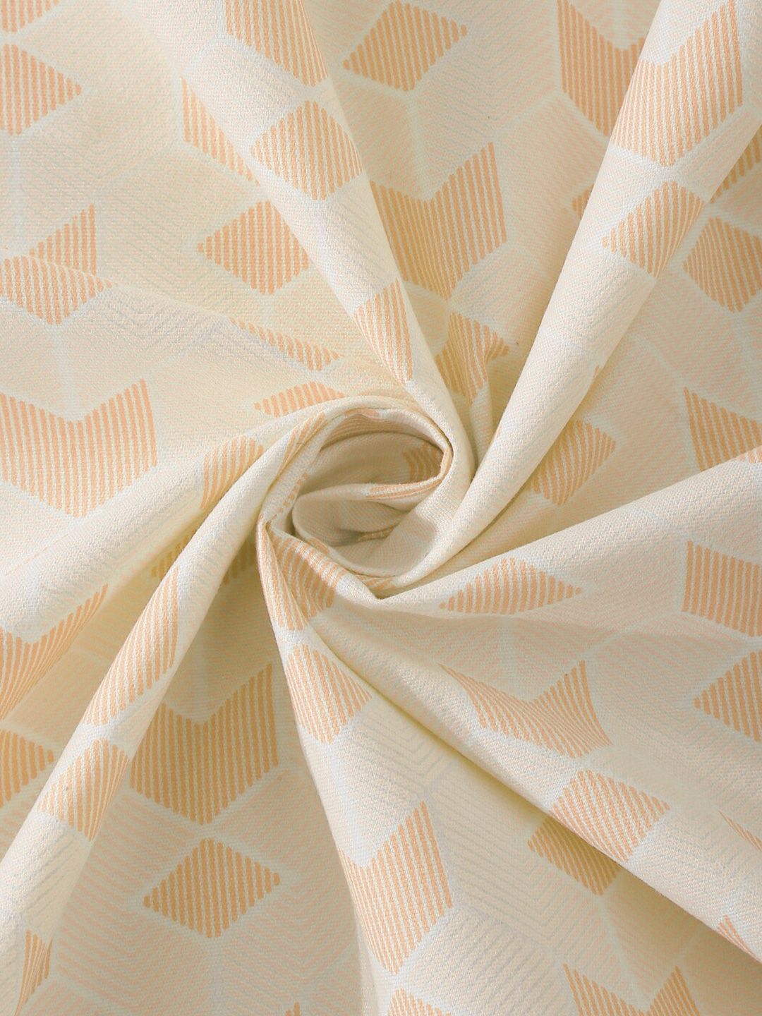 KLOTTHE Orange & White Geometric Printed 300 TC Single Bedsheet With Pillow Cover