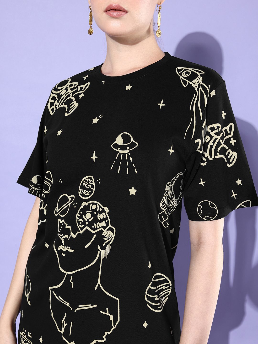 DILLINGER Women Graphic Printed Loose T-shirt