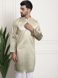 SOJANYA Lelaki Berwarna Emas Benang Kerja Jacquard Kurta