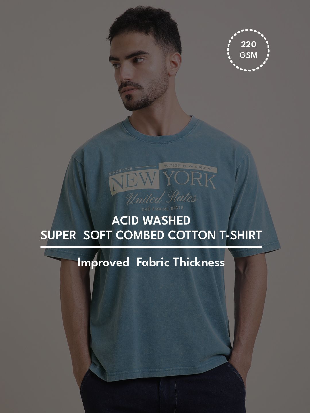 DILLINGER Men Oversized Short Sleeve Acid Washed Printed Tshirt