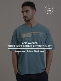 DILLINGER Men Oversized Short Sleeve Acid Washed Printed Tshirt