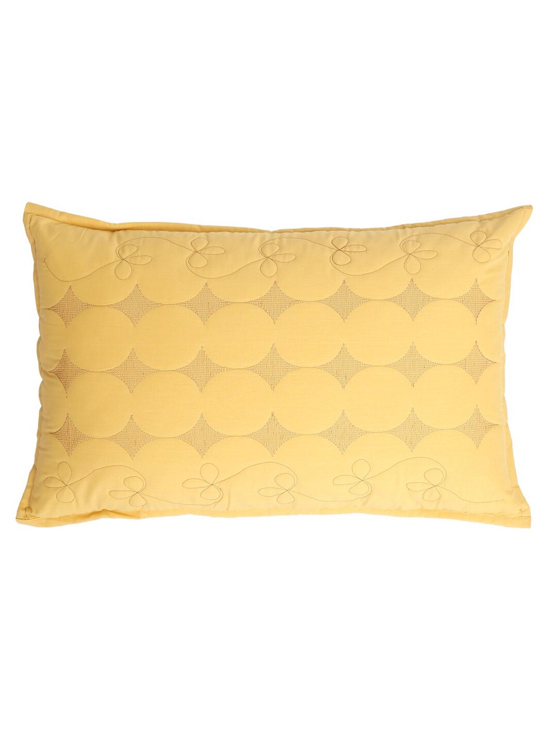 HOSTA HOMES Set of 2 Yellow Embroidered Pure Cotton Pillow Covers
