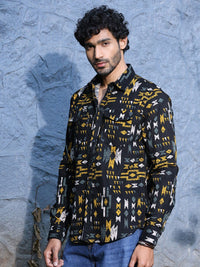 Thomas Scott Standard Slim Fit Abstract Printed Pure Cotton Corduroy Casual Shirt