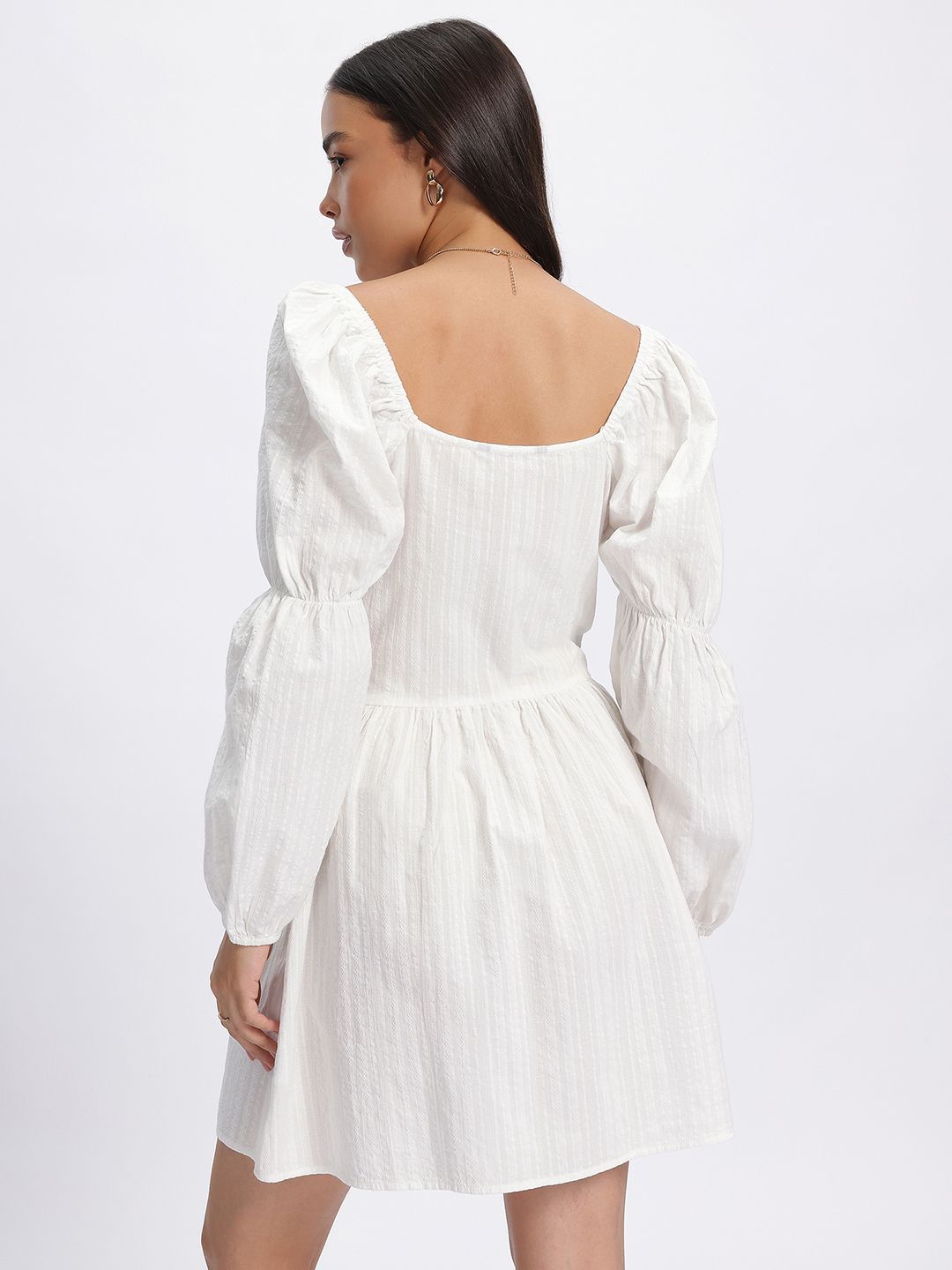 DressBerry Power Shoulders Textured A-Line Dress