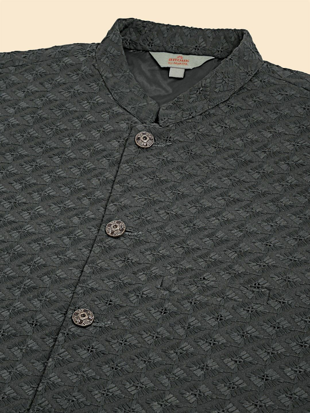Anouk Grey Embroidered Sequinned Nehru Jacket