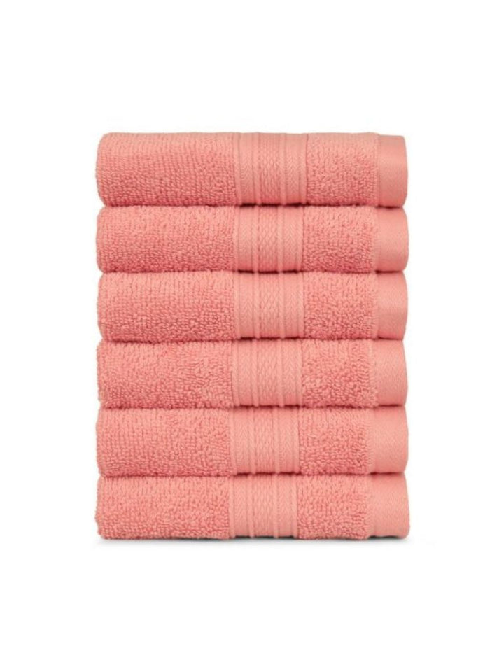 MYTRIDENT Peach 6 Pieces Cotton Soft Comfort 500 GSM Reversible Face Towel