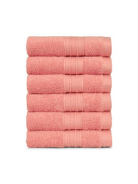 MYTRIDENT Peach 6 Pieces Cotton Soft Comfort 500 GSM Reversible Face Towel