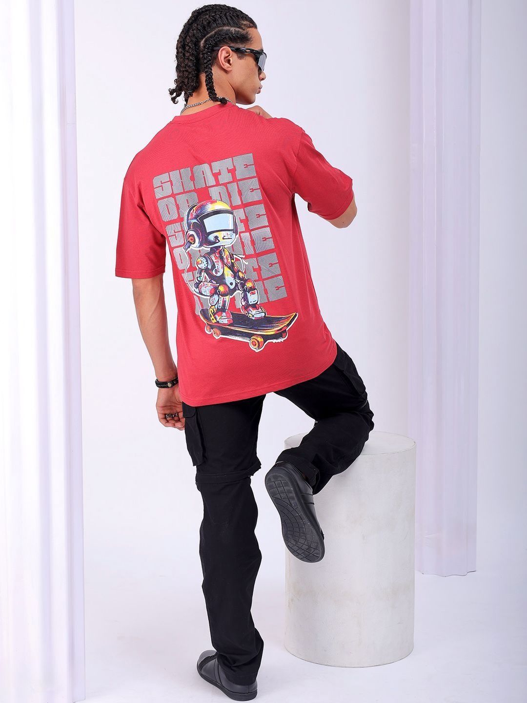 The Indian Garage Co Men Back Printed Boxy Oversized Pure Cotton T-shirt