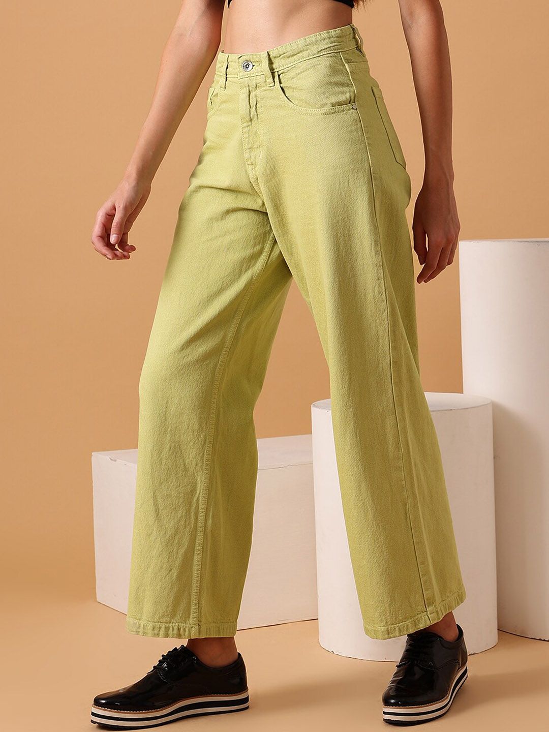 STREET 9 Women Comfort Wide Leg Clean Look Pure Cotton Jeans