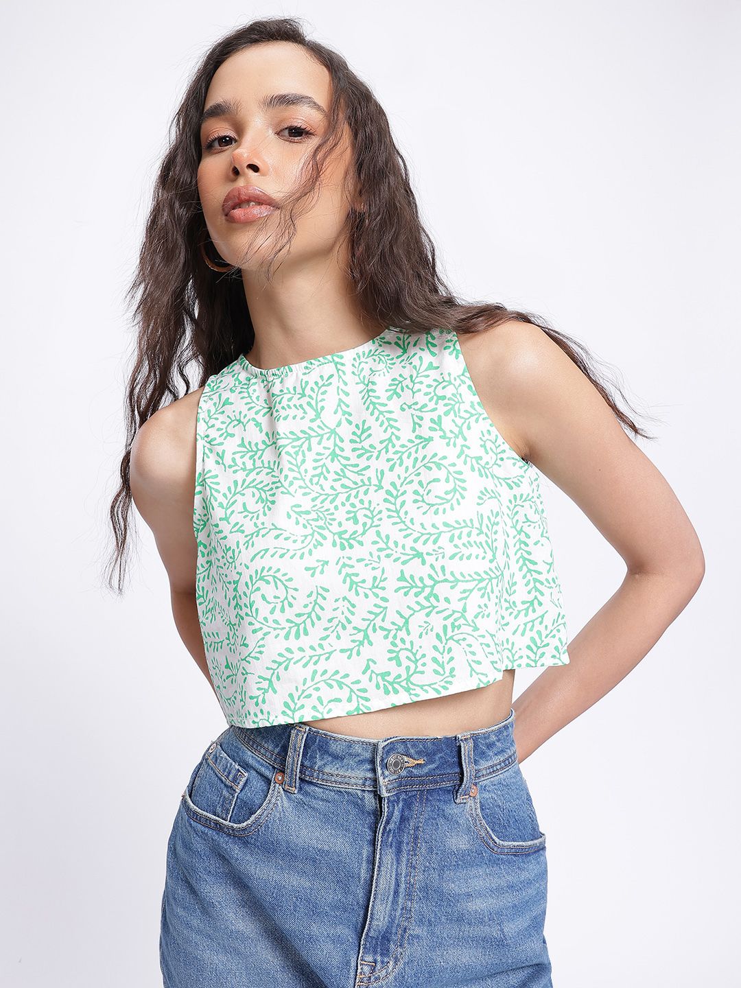 DressBerry Indie Florals A-Line Crop Top