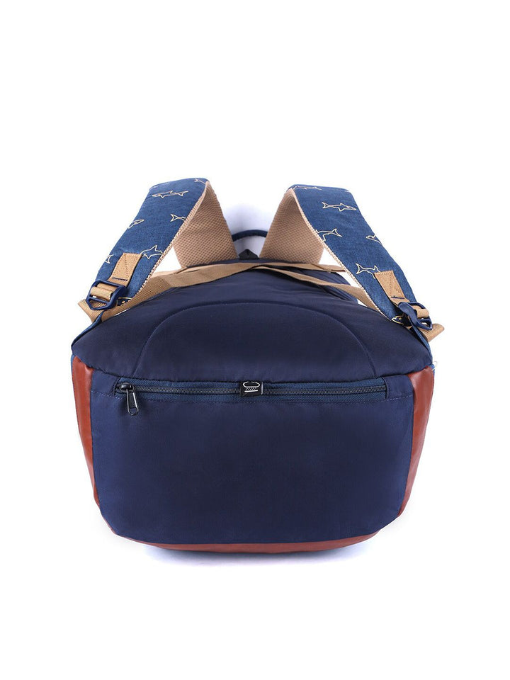 Gear Unisex Blue & Beige Graphic Printed Backpack With Rain Cover