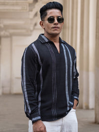 Powerlook Men Horizontal Stripes Opaque Striped Pure Cotton Casual Shirt