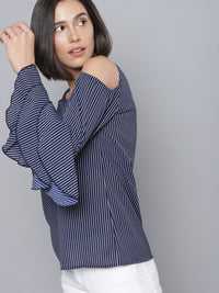 Tokyo Talkies Women Navy Blue & White Striped Top