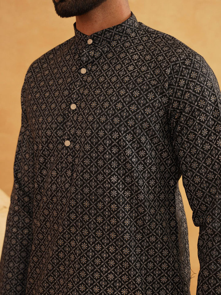 SOJANYA Ethnic Motifs Foil Printed Regular Kurta With Churidar