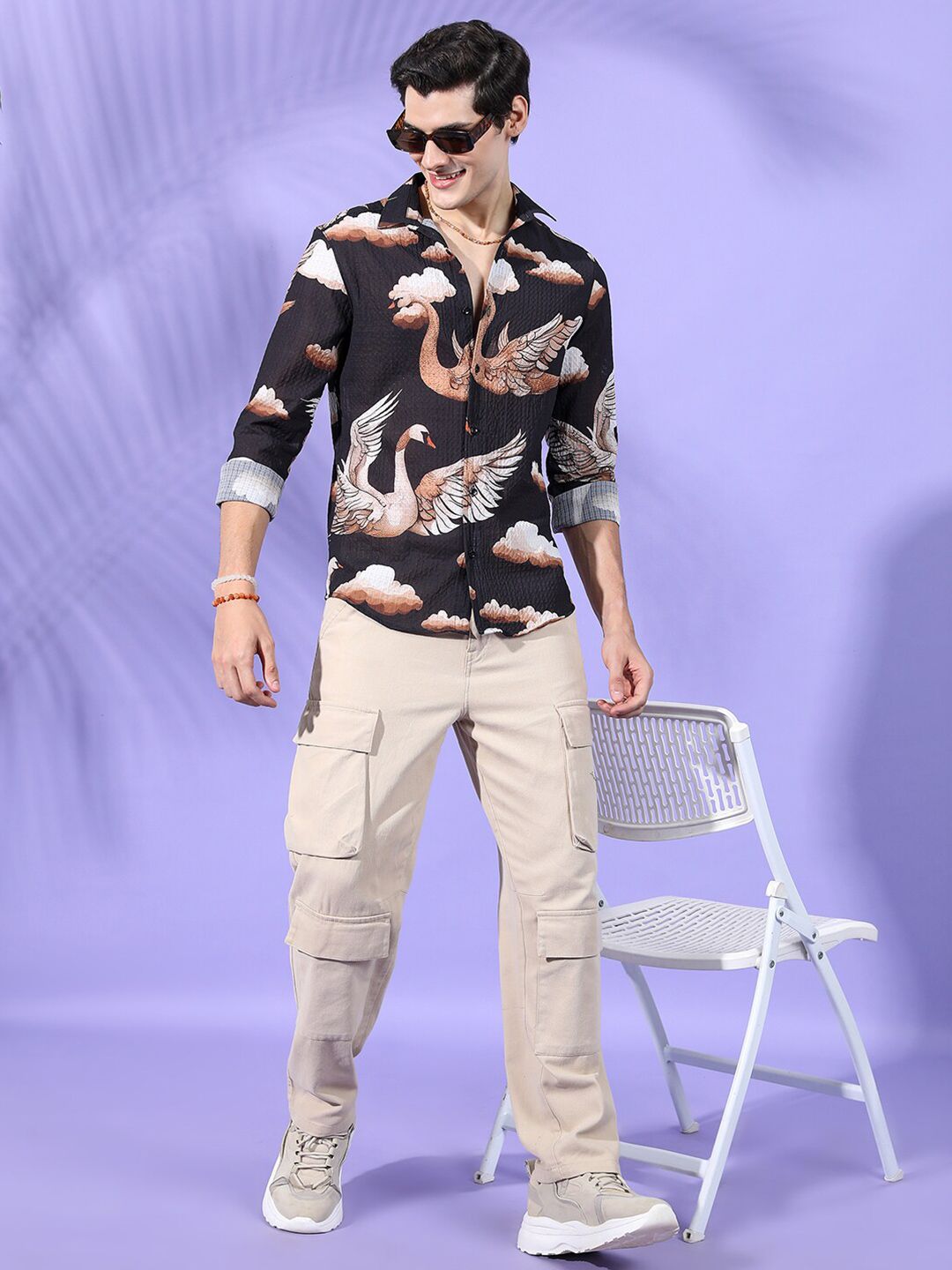 The Indian Garage Co Men Relaxed Fit Conversational Print Textuted Resortwear Shirt